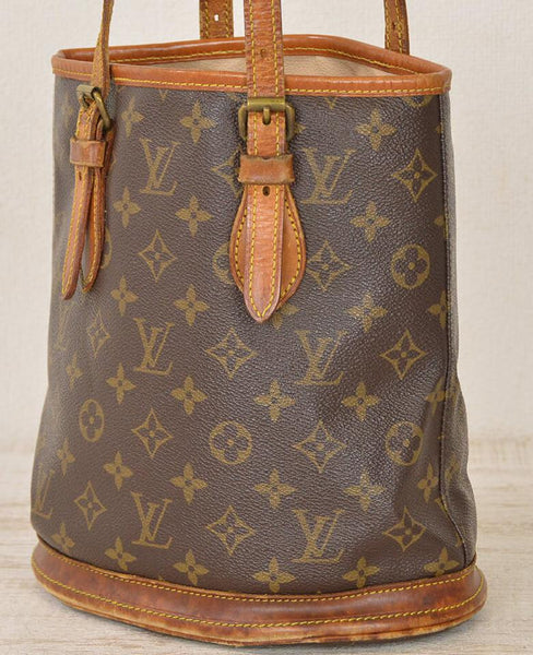Louis Vuitton NéoNoé Bucket Bag MM Brown Canvas and Black Leather Trim  w/Receipt